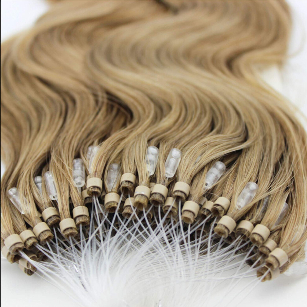 Rapunzels Unisex Cream 25 Strands 16" 1 Gram Micro Loop Micro Ring Remy Human Hair Extensions (18 Beige Blonde)
