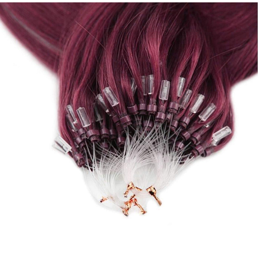 Rapunzels Unisex Red Micro Loop Ring Hair Extensions 1Gram 18" (Burgundy 99J, 50 Bond)