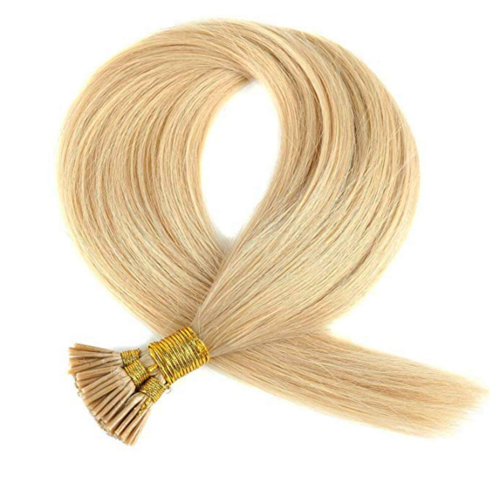 Rapunzels Unisex Gold Pre Bonded Stick Tip/I Tip Real Remy Human Hair Extensions Micro Ring 1Gram 20" (24 Medium Blonde, 200 Bonds)