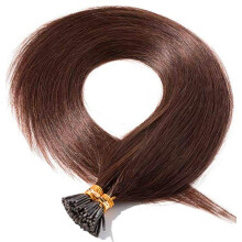 Pre Bonded Stick Tip/I Tip Real Remy Human Hair Extensions Micro Ring 1gram 18" (4 Medium Chocolate Brown, 100 Bonds)
