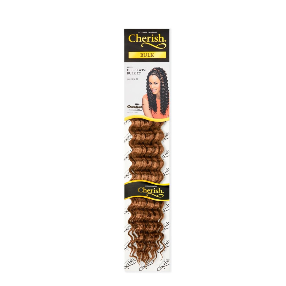Cherish Unisex Light Synthetic Curly Crochet Hair Extension Braids - Deep Twist Bulk 22'' Colour - 30