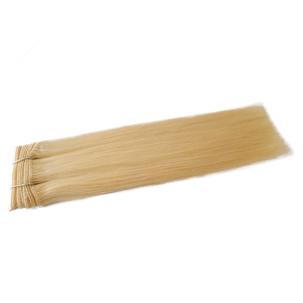 Happyqueen Unisex Light - 180G Set -Super Duluxe Full Head Remy Human Hair Weaves Extensions- Hair Wefts - Weave Weft-Grade Aaa - Extra Volume (#24 Blonde,