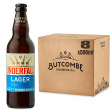 Butcombe Brewery, Underfall Triple Filtered Lager Bottles, Vegan Friendly, Triple-Filtered, Unpasteurised and Unchartered, 8 x 500ml
