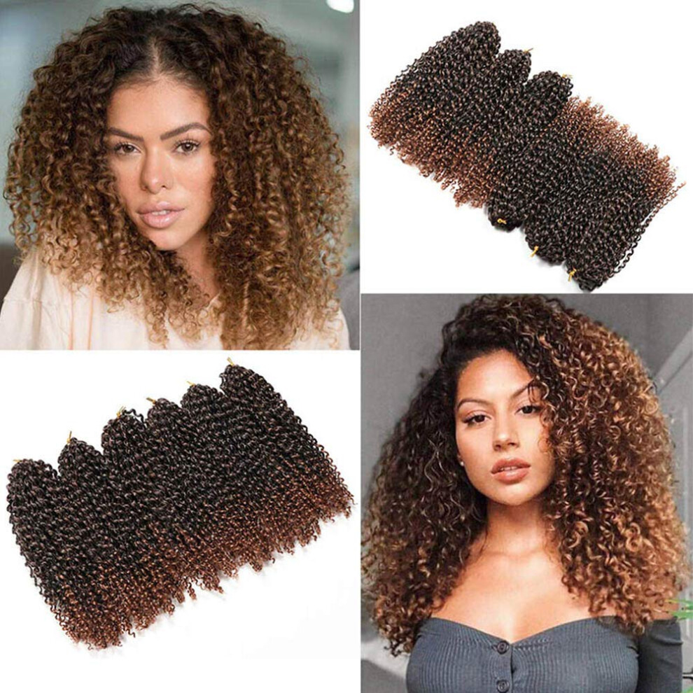 N/K Unisex Black 12Inch 6Bundles Short Passion Twist Marlybob Crochet Braids Afro Kinky Curly Synthetic Hair Extensions For Women