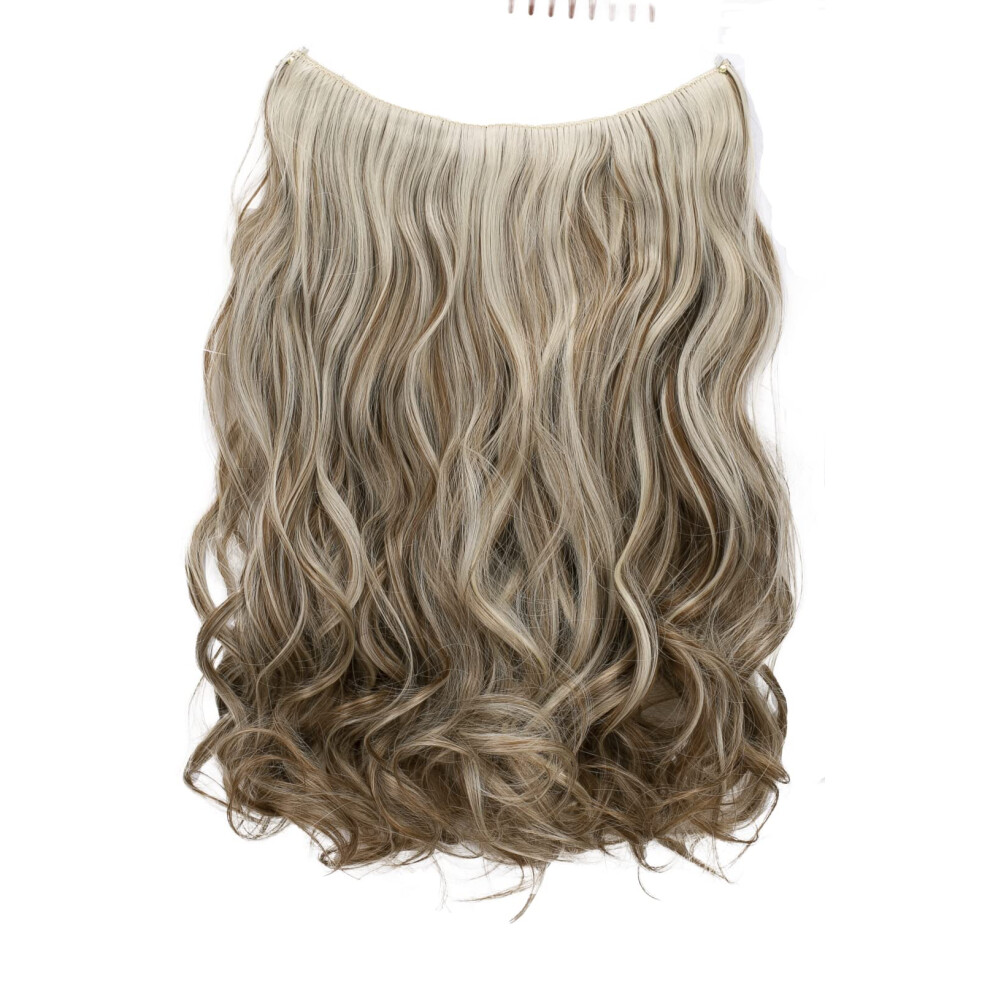 Caisha Unisex Brown 20" 1 Weft Extension With Elastic Band Hair Extensions Hairpiece Wavy Light Light Blonde Highlights E123-1