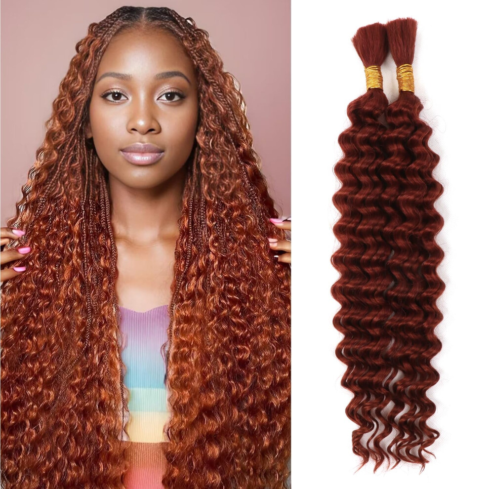 Dybeautyhair Unisex Boho Braids Human Hair Extensions 100G 2 Bundles No Weft Human Braiding Hair For Knotless Braids Wet And Wavy Deep Wave Bulk Human Hair For Women