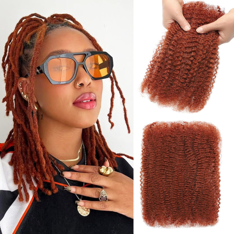 Seimainurs Unisex Afro Kinkys Bulk Human Hair For Dreadlock Extensions Mini Twist Braiding Hair 4C Afro Kinky-Curly Human Hair Springy Twist For Repair Locs (350#, 12