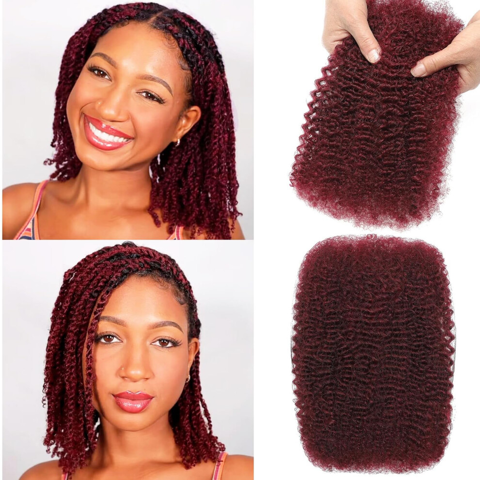 Seimainurs Unisex Afro Kinkys Bulk Human Hair For Dreadlock Extensions Mini Twist Braiding Hair 4C Afro Kinky-Curly Human Hair Springy Twist For Repair Locs (Bug#, 12