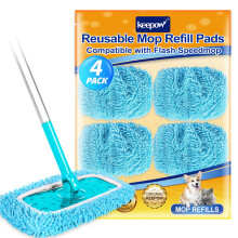 KEEPOW Reusable Pads for Flash Speed Mop Refill Wipes, Microfiber Wet Dry Refills for Flash Speed Mop Starter Kit, Machine Washable Up to 100x (4 Pac