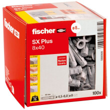Âncoras de expansão FISCHER SX Plus - Ø 8 x 40 mm - Caixa com 100 peças - 568008