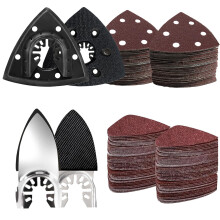 LEILUO 127 Pcs Multi Tool Sanding Pad Kit 2Pcs 3-1/2 Inch Triangle Sanding Pads 2Pcs Fingertip Sand Pad 120Pcs Sandpaper 3Pcs Adapters Compatible wit