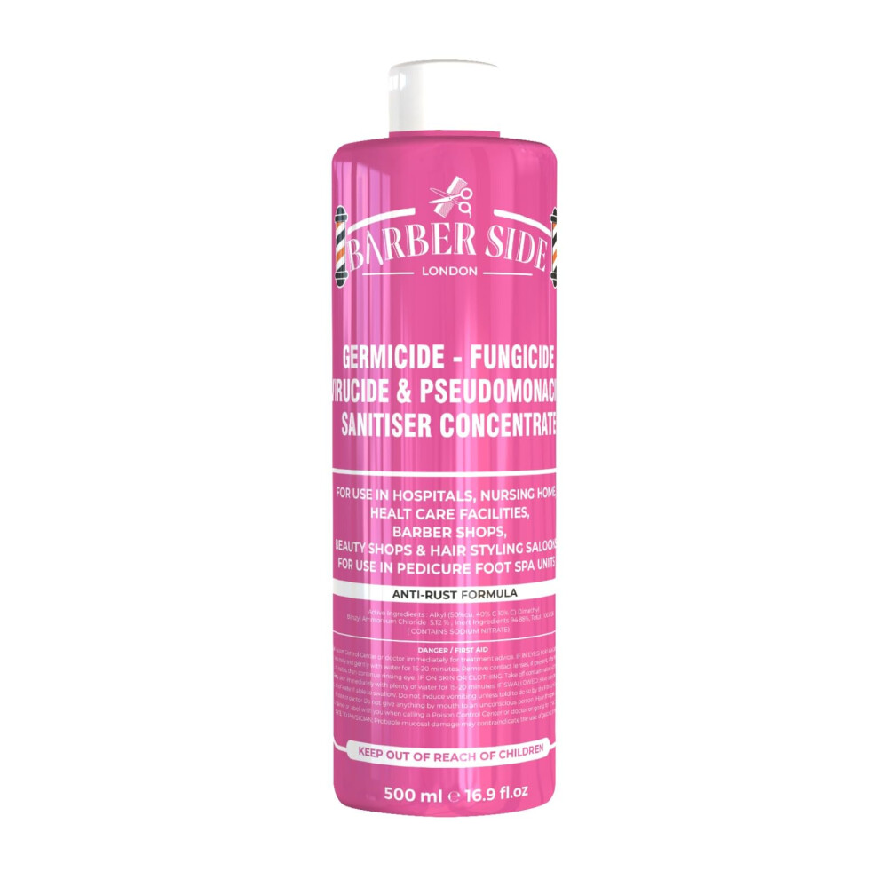 Ican London Pink Barber Side London Disinfectant Solution For Salon Jars, Medical, Athletics-Girmicide Solution 500Ml (Pink)