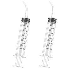 LICQIC 12 ml Oral Irrigator Syringe With Curved Tip - Disposable Dental Irrigation for Tonsil Stone Removal, Oral Care, Lab, Small Pet Feeding (2 PCS