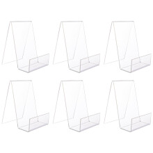 ASelected 6Pcs Clear Acrylic Book Stand - Transparent Book Display Stand for Displaying Notebooks, Picture Albums, Menu, Magazine