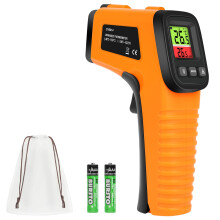 HOTUT Infrared Thermometer -50C ~ 550C (-58F ~ 1022F), Non-Contact Laser Thermometer Gun LCD Backlit Digital Display Adjustable Emissivity, for C