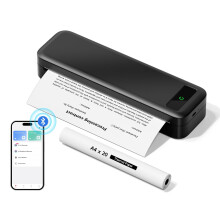 Portable Thermal Printer A4 Inkless Wireless Bluetooth Compatible with iOS, Android, Small Mobile Receipt Printer for Home Use, Office & School, 160
