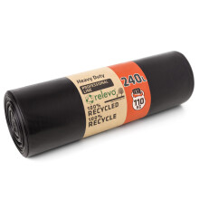 Relevo 240L Wheelie Bin Liners – 55 µm (Micron) Thick, Heavy Duty Garden Waste Bags, Reusable and Strong Black Bin Bags