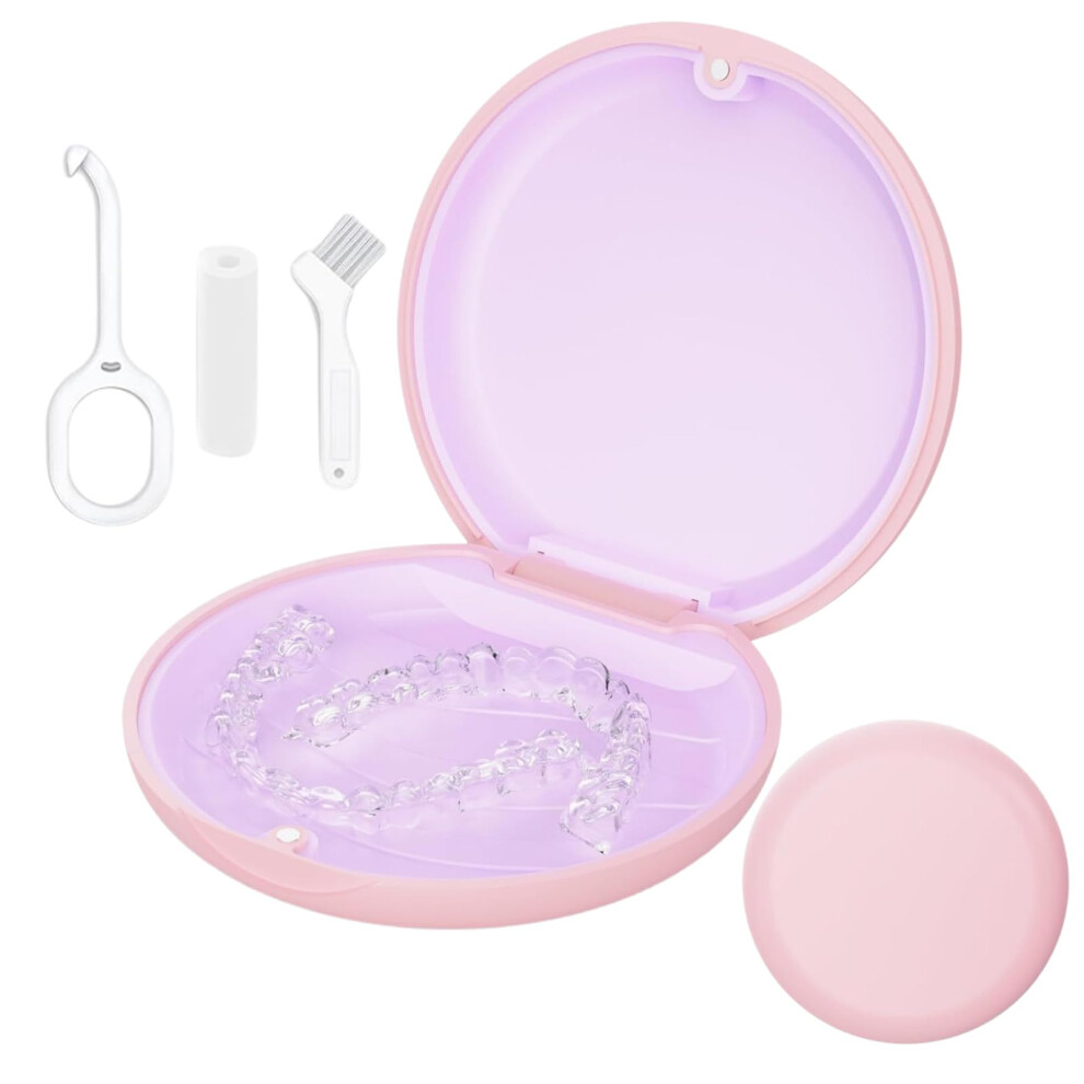 Tunyinsh Retainer Case, Slim Aligner Cases For Invisalign, Mouthguard Case With Removal Tools& Aligners Chewies& Brush, Removable Inner Tray Silicone For Easy