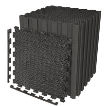 Large 60cm x 60cm Black Interlocking Caravan Awning Floor Mat Camping Picnic Garden Outdoor/Indoor Non Slip Floor Matting 10mm thick (12 Mats - 48 Sq