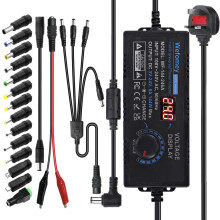 Universal Power Supply 3V~24V 6A 144W Adjustable Variable 3V 5V 9V 12V 18V 20V 24V AC/DC Adapter Charger, 100V-240V AC to DC Converter with 14 Tips,