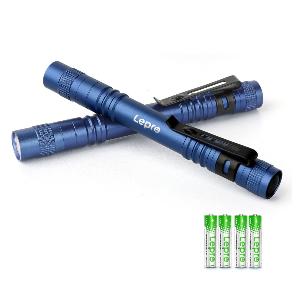 Lepro Led Torch Battery Powered, 2 Pack Pen Torch With Clip - Small Flightlight, 3 Modes, Ip44 Waterproof For Inspection, Work, Repair And Nurses (Ba 5495033590102