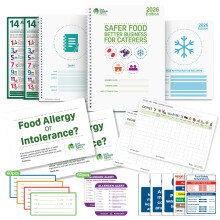 Safer Food Better Business 2026 for Caterers - Including Diary, SC2 Fridge Temperature Records, Allergen Sign, Allergen and Food Labels, Kitchen Safe