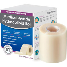 Hydrocolloid Roll for Wounds, 2 Inch x 59 Inch (5cm x 1.5m) - Medical Grade Flexible & Waterproof Wound Dressing for Burn, Cut, Acne - Cut-to-Size Ho