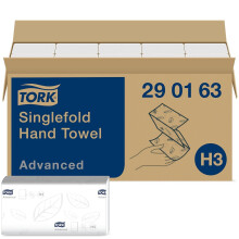 Tork Singlefold Hand Towels, White, Tear Resistant, Embossed for Superior Absorption, 15 packs of 250 sheets each, Compatible with Tork H3 Systems (2