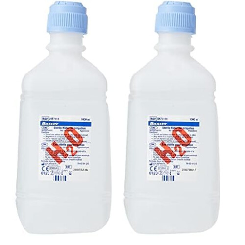 Baxter UKF7114 Single Sterile Water, 1 Litre (Pack of 2)