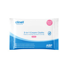 Clinell CONTIPLAN Incontinence Cleansing Cloths with Barrier Cream - Packs of 8 Cloths - All in One Cleansing Wipes Cleanses, Soothes and Moisturises