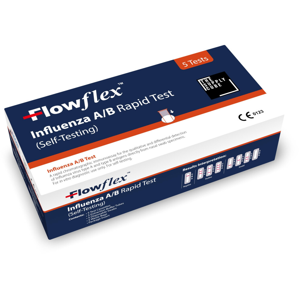 The Supply Cube Supply Cube Influenza A/B Rapid Test Kit - Easy To Use Self Testing Influenza Flu Virus Test Kit - One Step Test For Flu - Quick Self Test At Home Wi