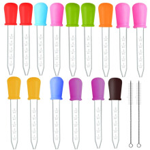 15 PCS Liquid Droppers, Silicone and Plastic Eye Droppers Pipettes 5ML Liquid Dropper Pipette Medicine Transfer Dropper Pipettes with 2 Cleaning Brus