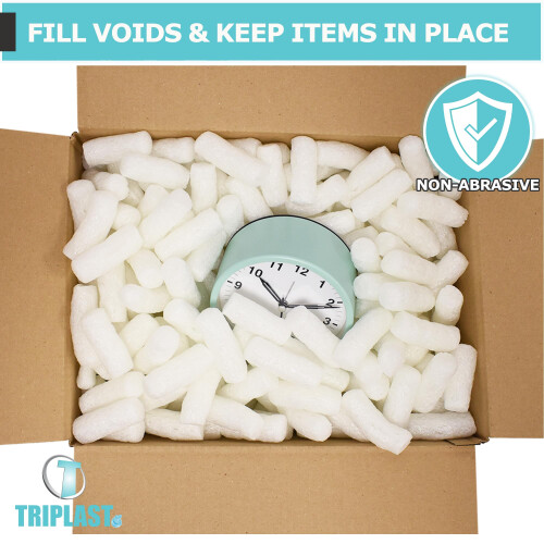 Triplast White ECO Packing Peanuts (5 Cubic Ft) - Corn Starch Based, Compostable, Biodegradable & Water-Soluble - Use as Loose Fill, Void Fill, Packi 1