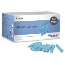 Kinetik Wellbeing Sterile Lancets Pack of 300 - Blood Glucose Testing Kit Lancets for Diabetes Management, Diabetic Finger Prickers - Blood Lancing D