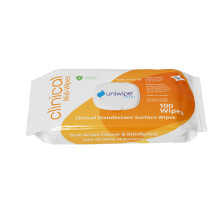 Uniwipe Clinical Midi-Wipes Antibacterial Sanitising kills 99.999% of germs (100 Pack), Plain