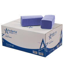 Andarta - 1Ply Blue V-Fold Hand Towels - Bulk Box of 5000 (20 Inner Packs of 250 Towels) - Soft, Strong and Highly Absorbent - Controlled Dispensing