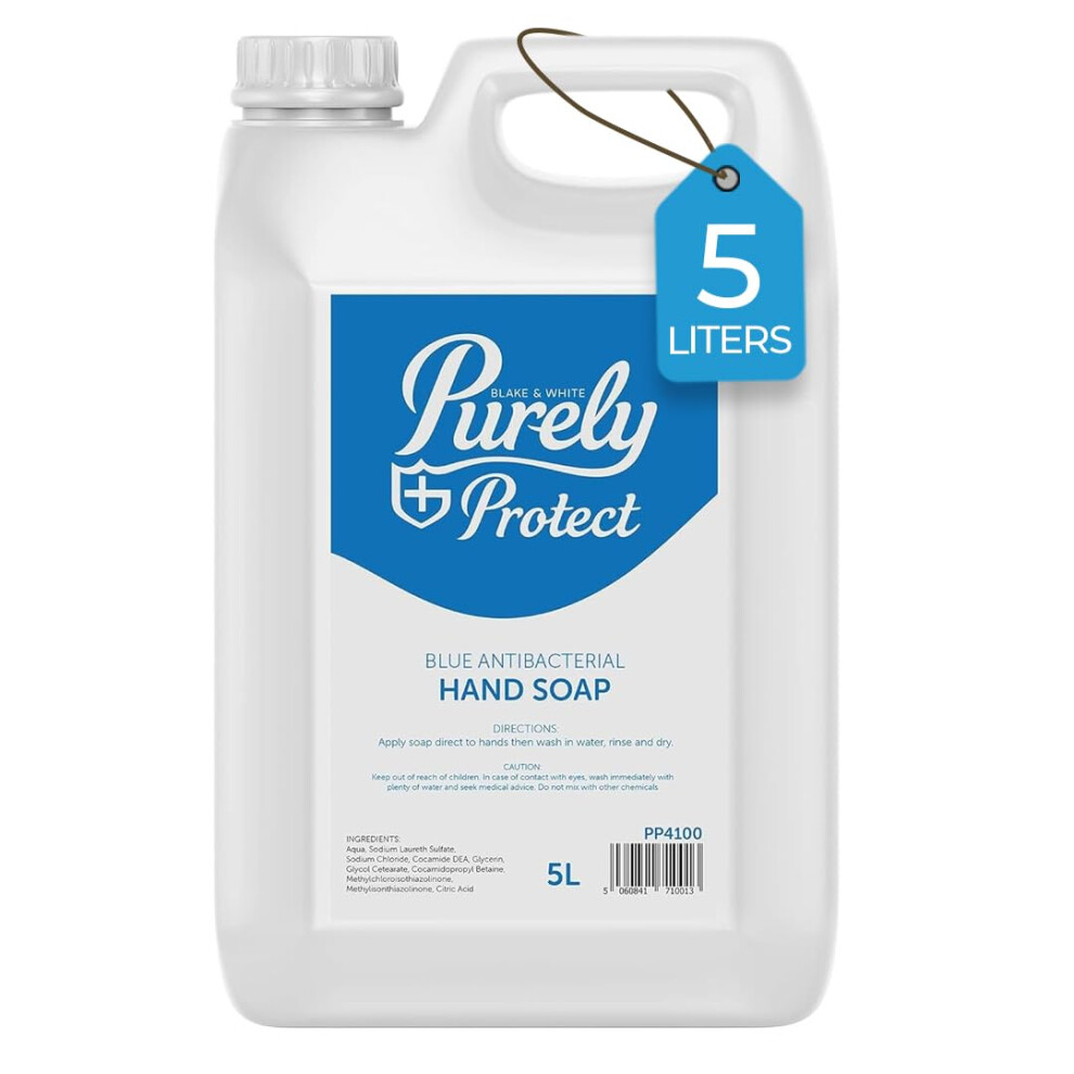 Blake & White White Blake & Antibacterial Hand Soap 5L - Purely Protect Handwash Liquid Soap For Home, Office, Kitchens And Washrooms - Unscented Hand Wash T