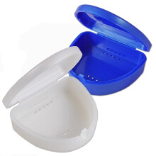 Slim Orthodontic Dental Case x 2 - Colour & Glitter Choices for Retainers, Bleaching Trays, Dentures & More (Blue & White)