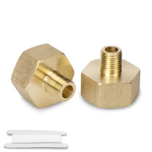 Bwintech 2 Pcs 1/2" Female to 1/8" Male BSP Thread Brass Hex Nipple Reducing Connector for Pipe Connecting Conversion