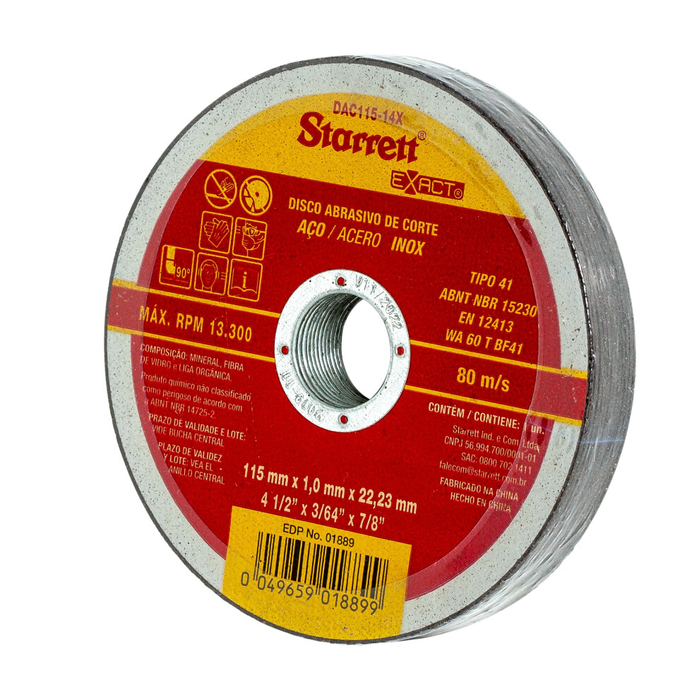Photos - Power Tool Accessory Starrett Angle Grinder Cutting & Slitting Discs - Pack of 12 - For Stainless Steel, Metals & Plastics - 115 x 1mm with 22.23