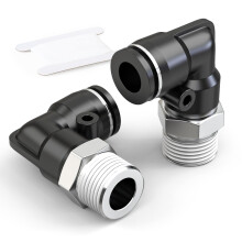 TAILONZ PNEUMATIC Male Elbow 10mm Tube OD x 1/2 Inch BSP Push to Connect Fittings PL10-04 (Pack of 2)