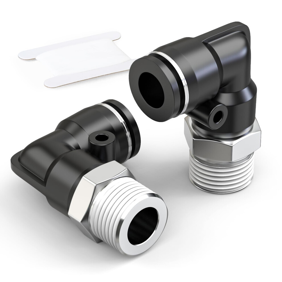 Tailonz Pneumatic Male Elbow 10Mm Tube Od X 1/2 Inch Bsp Push To Connect Fittings Pl10-04 (Pack Of 2) 94890006
