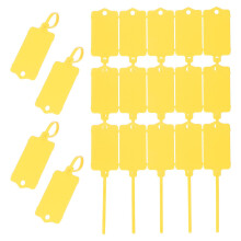 PATIKIL 50pcs Plastic Waterproof Blank Labels Transport Seal Tags Key Storage Tags Reusable Hanging Tags for Luggage Tags,Yellow 2.48 x 1.46"