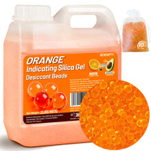 REHOUPTY Orange Silica Desiccant Beads 2LBS, Reusable Indicating Silica Gel Beads, 3-5mm Desiccant Dehumidifier Beads for 3D Filament, Electronic Dev