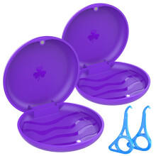 BVN 2 Pcs Retainer Case, Retainer Box with 2 Pcs Aligner Removal Tool, Orthodontic Denture Box,Mouth Guard Case,Purple
