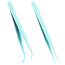 Craft Tweezers, 2 PCS Stainless Steel Sticker Tweezers Kit Multipurpose Straight and Curved Tip Tweezers Small Jewelry Making Tools for DIY Intricate