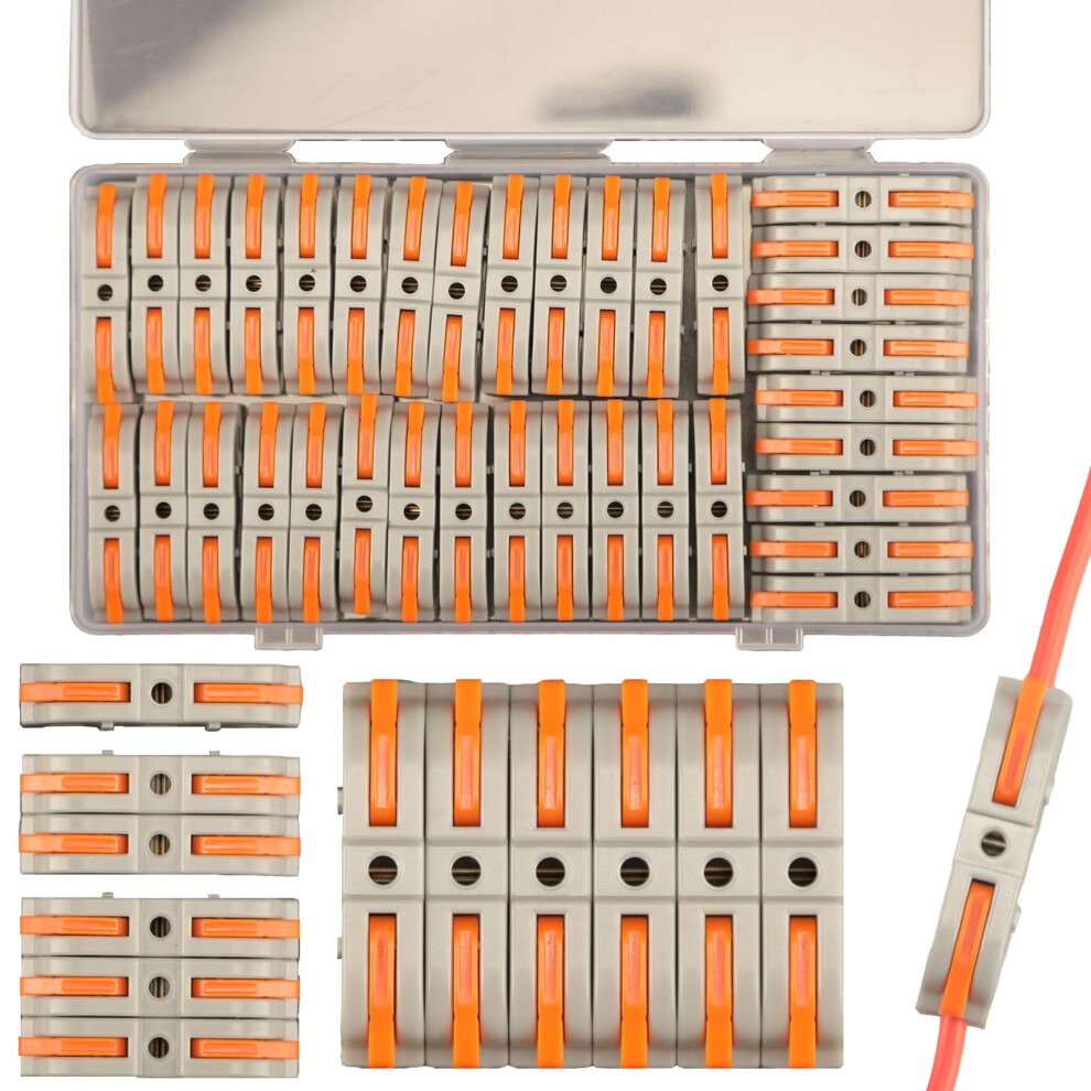 Feggizuli 35Pcs Lever Wire Connectors - 1 Conductor Compact Electrical Connectors, 1 To 1 Inline Quick Connect Butt Terminals For Diy Splicing 84368751