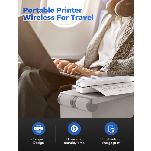 iDPRT MT610pro Portable Thermal Printer for Travel, 300DPi A4 Small Wireless Printer for Office, Homework, Study, Notes with 300DPI Density, Compatib 2