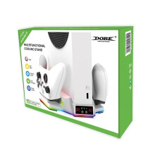 Chladiaci stojan a nabíjacia základňa DBOE Xbox Series S 2 v 1 s turbo ventilátorom, dok s dvoma ovládačmi | Napájanie cez USB, protišmykový