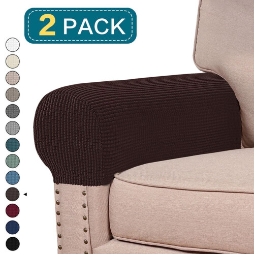 Stretch-Armlehnenüberzug für Sofa – Strukturiertes Gittermuster, 2er-Pack